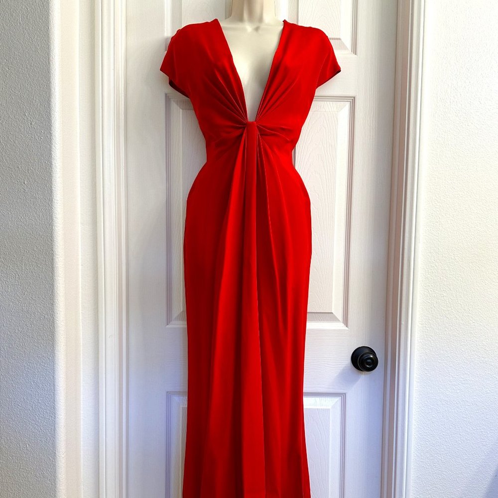 NWT Jill by Jill Stuart - Silk Cutout-Back Cap Sleeve Gown